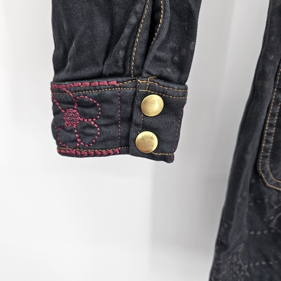 Tricotto Distressed Embelished Embroidered Denim Jacket Style 766 Womens Dress - Picture 6 of 9